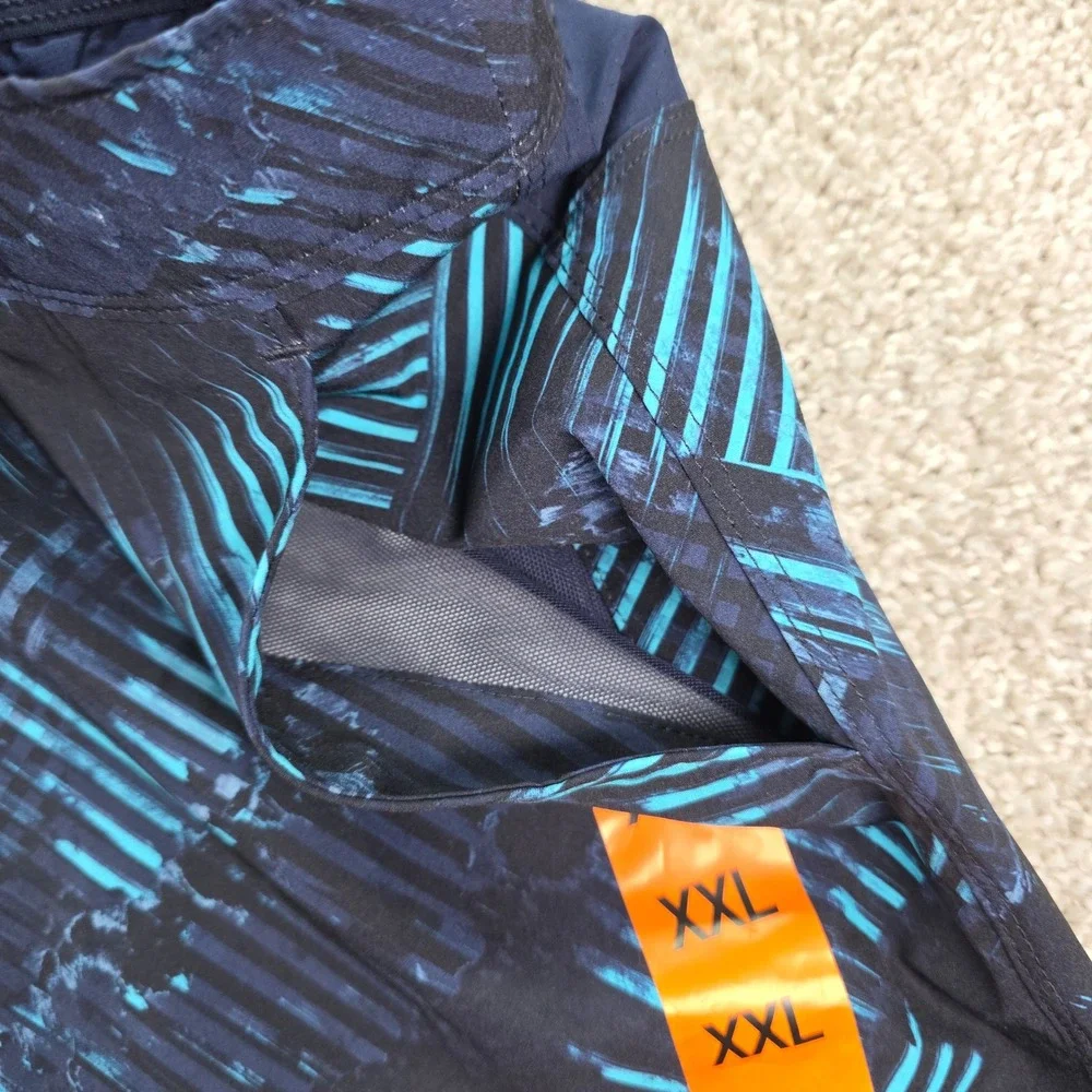 Speedo Men's Navy and Teal Patterned Swim Trunks